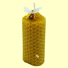 Vela bujía baja - cera virgen con abeja decorativa - 1 vela - Tierra 3000