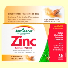 Zinc Lozenges con Equinácea y Vitaminas C y D - 30 comprimidos - Jamieson