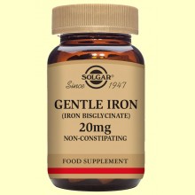 Hierro Gentle bisglicinato 20 mg- 180 cápsulas - Solgar