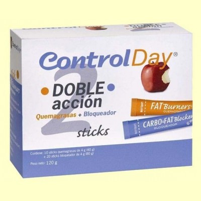 Control Day - Doble acción - Quemagrasas + Bloqueador - Nutrisport - 30 sticks