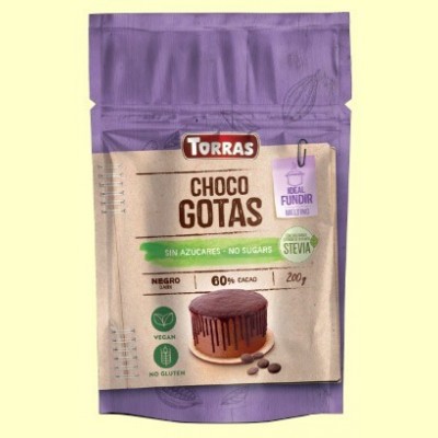 Choco Gotas 60% Cacao con Stevia - 200 gramos - Torras