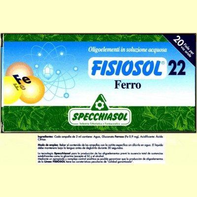 Fisiosol 22 Hierro - Ferro - 20 ampollas - Specchiasol