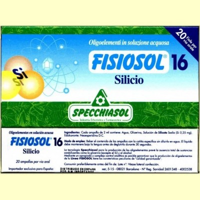 Fisiosol 16 Silicio - 20 ampollas - Specchiasol