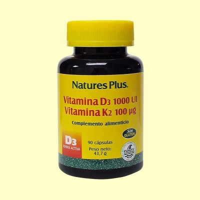 Vitamina D3 Vitamina K2 - 90 cápsulas - Natures Plus