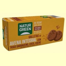 Galletas de Avena Integral con Trigo sarraceno, Coco y Cacao Bio - 140 gramos - NaturGreen