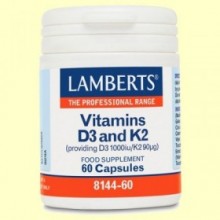 Vitamina D3 1000 UI y Vitamina K2 90 mcg - 60 cápsulas - Lamberts