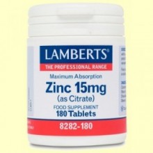 Zinc 15 mg Citrato - 180 tabletas - Lamberts