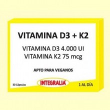 Vitamina D3 y K2 - 30 cápsulas - Integralia