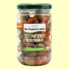 Aceitunas verdes con aliño mediterráneo - 180 gramos - Bio Organica Italia