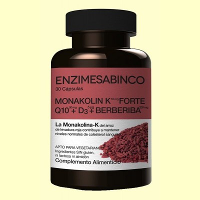 Monakolin K Forte, Q10, D3 y Berberina - Colesterol - 30 cápsulas - Enzime Sabinco