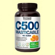 C 500 Masticable sabor naranja - 120 comrpimidos - Vermont Supplements