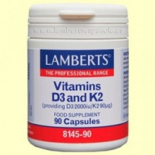 Vitamina D3 2000 UI y K2 90 mcg - 90 cápsulas - Lamberts