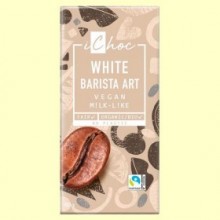 White Barista Art - Chocolate Vegano Blanco con Crujiente de Café Espresso Bio - 80 gramos - iChoc