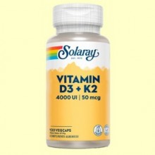 Vitamina D3 y K2 - 120 cápsulas - Solaray