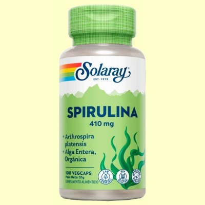 Espirulina 410 mg - 100 cápsulas - Solaray