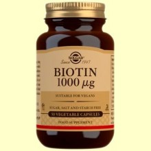 Biotina 1000 mcg - 50 cápsulas - Solgar