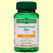 Máxima Potencia Zinc 25 mg - 100 comprimidos - Nature's Bounty