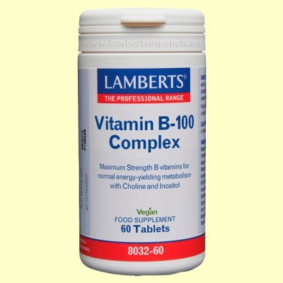 Complejo vitamina B 100 mg Complex - 60 tabletas - Lamberts