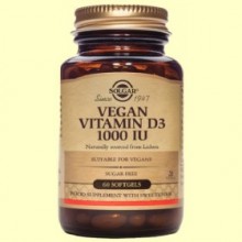 Vitamina D3 vegana 1000 UI - 60 Cápsulas - Solgar