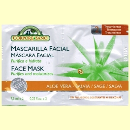 Mascarilla Facial Aloe Vera y Salvia - 7,5 ml x 2 - Corpore Sano